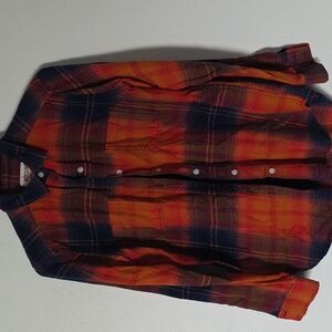 Mossimo Supply Co. Women's Orange and Blue Plaid Shirt